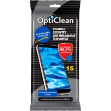 Салфетки влажные для мобильных телефонов OPTI CLEAN,15шт