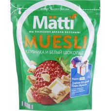 Мюсли MATTI Клубника и белый шоколад, 250г