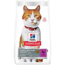 Корм сухой для взрослых кошек HILL'S Science Plan с уткой, до 6 лет, для стерилизованных, 1,5кг
