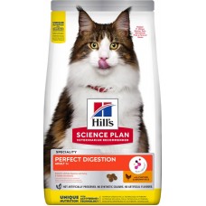 Корм сухой для взрослых кошек HILL'S Perfect Digestion c курицей и коричневым рисом, 1,5кг