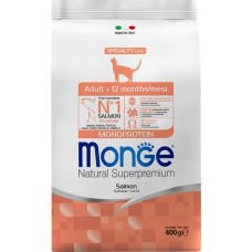 Купить Корм сухой для взрослых кошек MONGE Cat Monoprotein с лососем, 400г в Ленте