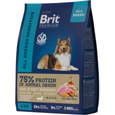 Купить Корм сухой для собак BRIT Premium Lamb & Rice гипоаллергенный, для всех пород, 3кг в Ленте