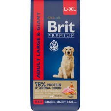 Купить Корм сухой для взрослых собак BRIT Premium Adult L для крупных пород, 15кг в Ленте