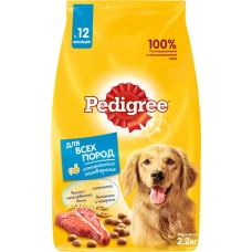 Корм сухой для взрослых собак PEDIGREE с говядиной, для всех пород, полнорационный, 2,2кг
