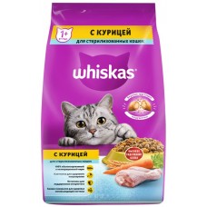 Купить Корм сухой для кошек WHISKAS Вкусные подушечки с курицей, для стерилизованных кошек, 1,9кг в Ленте