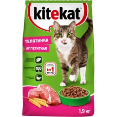 Корм сухой для кошек KITEKAT с аппетитной телятинкой, 1,9кг