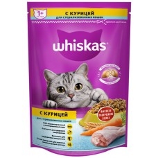 Корм сухой для кошек WHISKAS Вкусные подушечки с курицей, для стерилизованных кошек, 350г