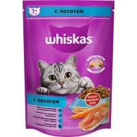 Корм сухой для взрослых кошек WHISKAS Вкусные подушечки с нежным паштетом, Аппетитный обед с лососем, 350г