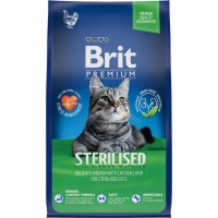 Корм сухой для взрослых кошек BRIT Premium Cat Sterilized с курицей, для
кастрированных и стерилизованных, 800г