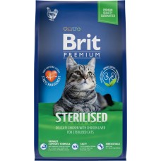 Корм сухой для взрослых кошек BRIT Premium Cat Sterilized с курицей, для
кастрированных и стерилизованных, 800г