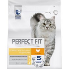 Купить Корм сухой для взрослых кошек PERFECT FIT с индейкой, с чувствительным пищеварением, 1,2кг в Ленте