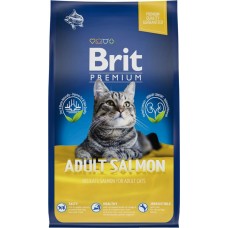 Корм сухой для взрослых кошек BRIT Premium Cat Adult Salmon с лососем, 800г