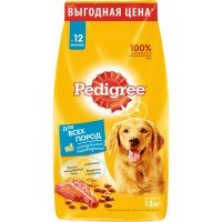 Корм сухой для взрослых собак PEDIGREE с говядиной, для всех пород, полнорационный, 13кг