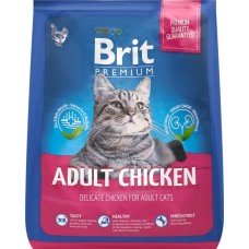 Корм сухой для взрослых кошек BRIT Premium Cat Adult Chicken с курицей, 2кг