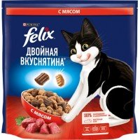 Корм сухой для взрослых кошек FELIX Двойная вкуснятина с мясом, 1,3кг