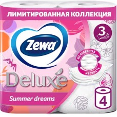 Бумага туалетная ZEWA Deluxe 3-слоя белая, 4шт