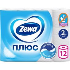 Бумага туалетная ZEWA Plus 2-слоя белая, 12шт