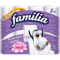 Бумага туалетная FAMILIA Plus Волшебный цветок 2-слоя, 12шт