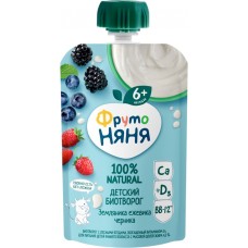 Купить Биотворог для питания детей ФРУТОНЯНЯ Лесные ягоды 4,2% обогащенный витамином D3, без змж, 90г в Ленте