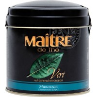 Чай зеленый MAITRE DE THE Наполеон с ароматом сливок байховый листовой, ж/б, 100г