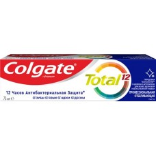 Зубная паста COLGATE Total 12 Профессиональная Отбеливающая с цинком и аргинином для борьбы с потемнениями эмали и с антибактериальной защитой, 75мл