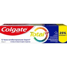 Зубная паста COLGATE Total 12 Профессиональная отбеливающая с цинком и аргинином для борьбы с потемнениями эмали и с антибактериальной защиты, 125мл