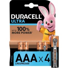 Батарейки щелочные Duracell Ultra АAА/LR03, 4шт, Бельгия