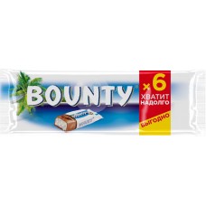 Купить Батончик шоколадный BOUNTY с мяк кокоса покр мол шок 6 шт, Россия, 165 г в Ленте