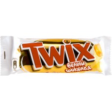 Купить Батончик шоколадный TWIX White с печеньем и карамелью, покрытый белым шоколадом, 55г, Россия, 55 г в Ленте