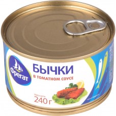 Бычки ФРЕГАТ в томатном соусе, 240г, Россия, 240 г