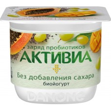 Биойогурт АКТИВИА обог. Виноград-манго-папайя-чиа 2,9% без змж, Россия, 150 г