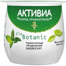 Биойогурт АКТИВИА терм.обог. зеленый чай мята 3,3% бзмж, Россия, 170 г