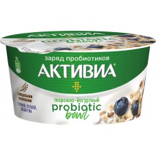 Биопродукт творожно-йогуртный ACTIVIA Черника, злаки, чиа 3,5%, без змж, 135г, Россия, 135 г