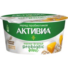 Биопродукт творожно-йогуртный ACTIVIA Манго, микс семян 3,5%, без змж, 135г, Россия, 135 г