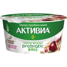 Биопродукт творожно-йогуртный ACTIVIA Вишня, овес, семена тыквы, гранат 3,5%, без змж, 135г, Россия, 135 г