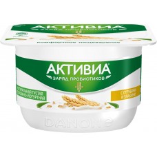 Биопродукт творожно-йогуртный АКТИВИА Отруби, злаки 4,5%, без змж, 130г, Россия, 130 г
