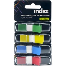 Блок-закладка INDEX Стрелки 12х44мм, с липким слоем, 4 цвета по 24 листа Арт. I463810, Китай