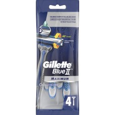 Бритва одноразовая GILLETTE Blue II Maximum, 4шт, Польша, 4 шт