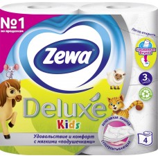 Купить Бумага туалетная детская ZEWA Deluxe Kids 3-слоя, 4шт, Россия, 4 шт в Ленте