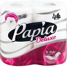 Бумага туалетная PAPIA Deluxe 4-слоя, 4шт, Россия, 4 шт