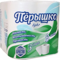 Бумага туалетная ПЕРЫШКО Light 3-слоя белая, 8шт, Россия, 8 шт