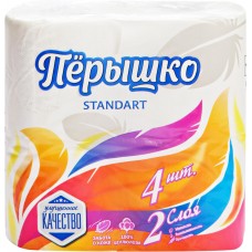 Бумага туалетная ПЕРЫШКО Standart 2-слоя, 4шт, Россия, 4 шт