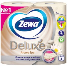 Бумага туалетная ZEWA Deluxe 3-слоя с ароматом арома-спа, 4шт, Россия, 4 шт