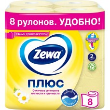 Бумага туалетная ZEWA Plus 2-слоя с ароматом ромашки, 8шт, Россия, 8 шт