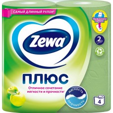 Бумага туалетная ZEWA Plus 2-слоя с ароматом яблока, 4шт, Россия, 4 шт