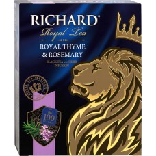 Чай черный RICHARD Royal Thyme & Rosemary байховый с чабрецом и розмарином к/уп, Россия, 100 пак