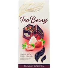 Чай черный TeaBerry Земляника со сливками листовой, 100г, Россия, 100 г