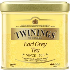 Чай черный TWININGS Эрл Грей с ароматом бергамота листовой, ж/б, 100г, Польша, 100 г