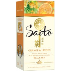Чай чёрный SAITO Orange & linden с цветами липы и ароматом апельсина к/уп, Россия, 25 пак