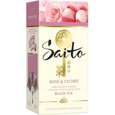 Чай чёрный SAITO Rose & lychee с лепестками розы и ароматом личи к/уп, Россия, 25 пак